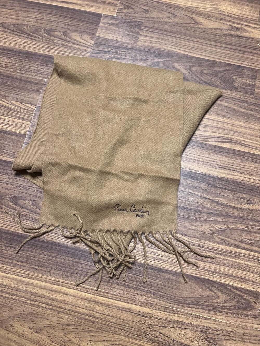 PIERRE CARDIN brown fringed muffler scarf soft vintage